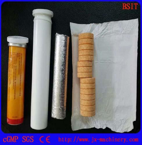 effervescent tablet wrappping and filling and capping and labeling line