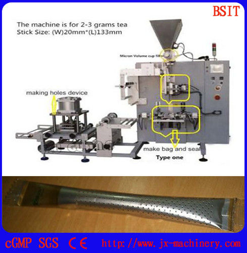 Stick tea  bag with hole packing machine with  envelope back sealing for infusion stick tea